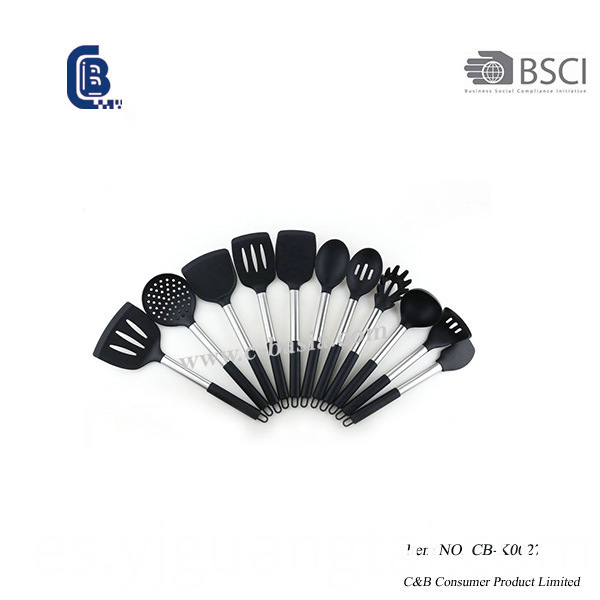Juego de utensilios de silicona 11PCS con mango de silicona, utensilios de cocina para utensilios de cocina antiadherentes